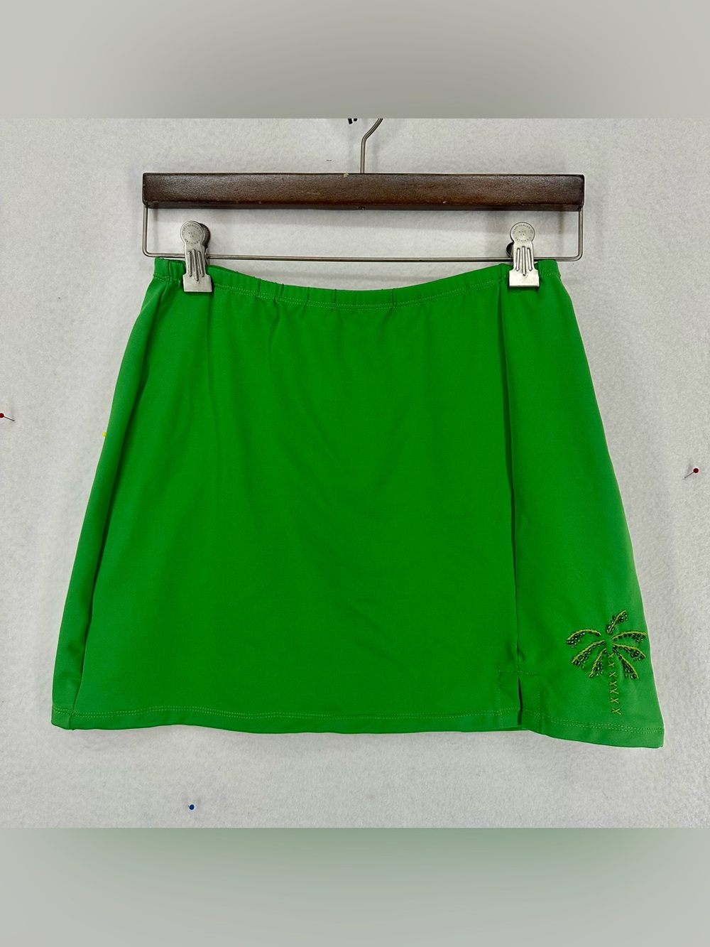 Y2K Palm Tree Swim Skirt Womens Medium Green